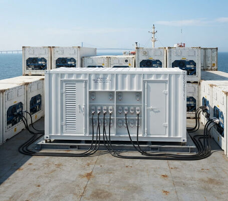 Offshore Güverte Elektriği 40 Priz 350kw 500kva 1000kw Konteyner Tipi Güç Paketi Jeneratör 20ft 40ft Reefer Konteyner Fişleri ATS