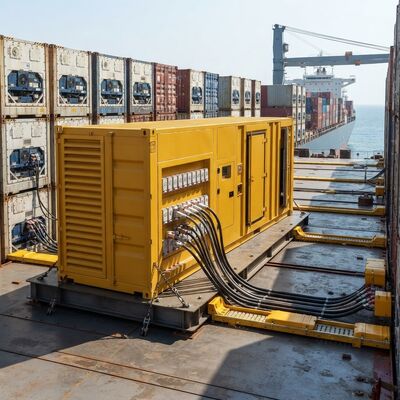400kw 600kva Sessiz Tip Reefer Soketleri Güverte Dizel Jeneratörü 60Hz Reefer Konteyner Genset Güç Paketi Alıcılarla